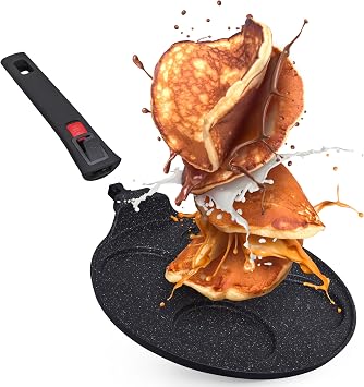 Pancake Pan 27cm Non Stick 4 Hole Pancake Mould Induction Removable Handle