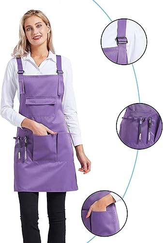 Miniatura 4 de Nanxson Delantal ajustable para mujer, delantal de trabajo profesional con bolsillos para herramientas CF3010