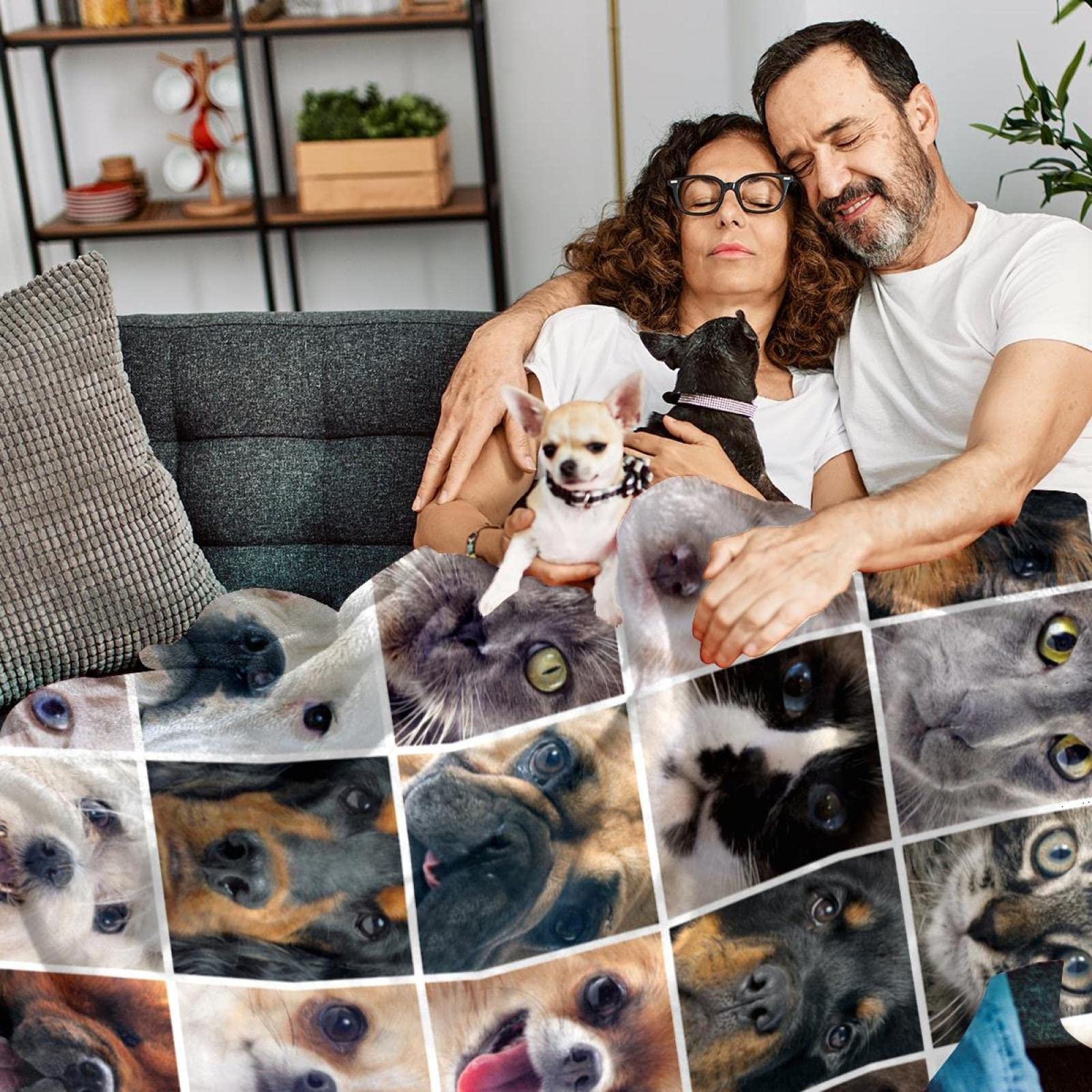 Group of Dogs and Cats Couverture polaire légère en peluche pour canapé