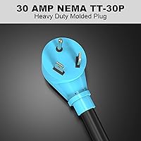 Vista 3 de CircleCord Cable adaptador RV Y de 30 amperios a dos, 30 amperios, enchufe macho NEMA TT-30P a TT-30R hembra con mango de agarre, resistente STW 10