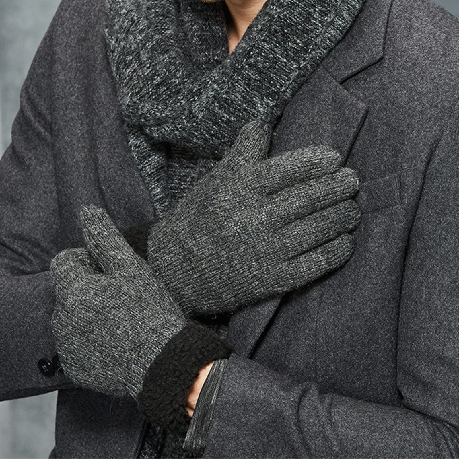 Guanti di lana spessi Equitazione Cinque-Finger cotone Moto Guanti invernali Lana calda e fredda Outdoor Guanti (Colore: A)