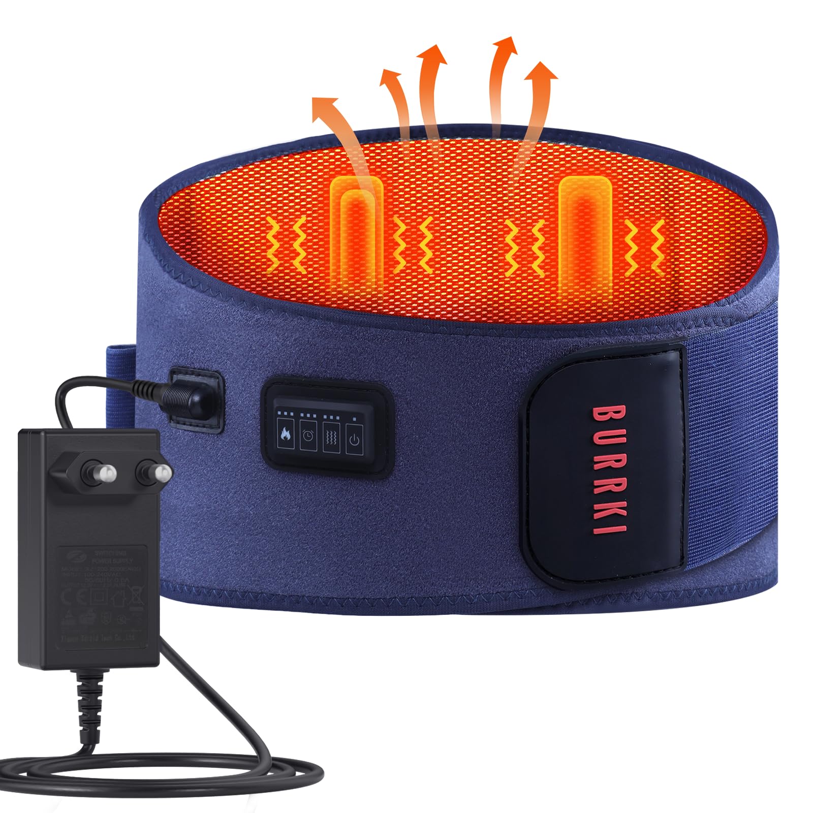 Cinturón térmico para espalda con función de masaje, almohadilla térmica con 3 niveles de calor y 5 programas de masaje, apagado automático, para espalda, lomo y abdomen, regalo para mamá, papá