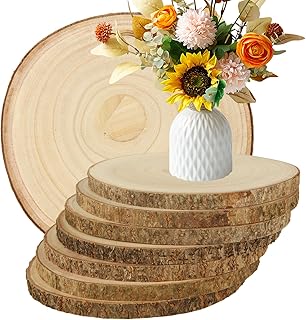 8 Pcs Large Unfinished Wood Slices for Centerpieces, 9-10 Inches Wood Rounds for Tables Decor Round Wooden Discs, Wooden Slices Rustic Wood Slabs for DIY Crafts, Wedding,Christmas,Table Decor