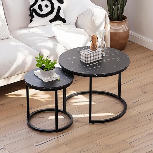 Smuxee Black Nesting Coffee Table Set of 2