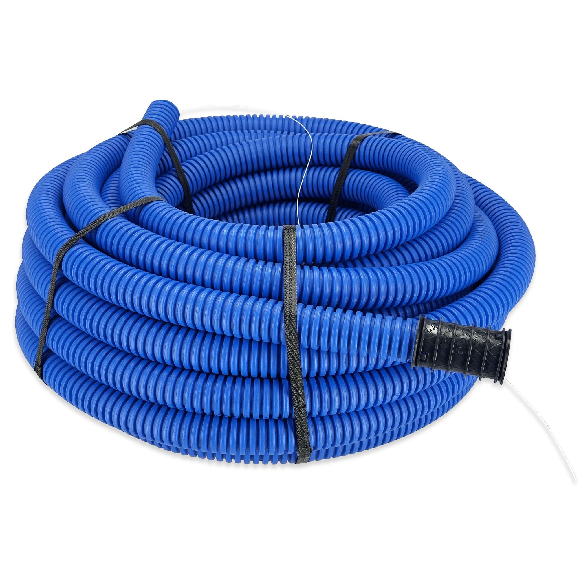 50 Metri -Tubo Corrugato Flessibile di Protezione Diametro 40mm (50 m) IP56 | Guaina Corrugata Doppia Parete con Sonda Passacavo per Interramento e Raccordo 450N Blu per Cavi - EDO Technic