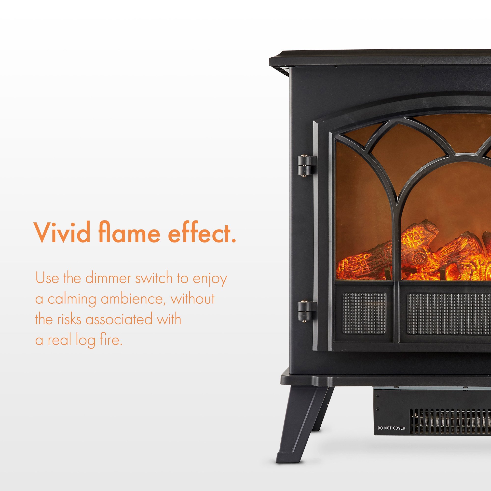 VonHaus Electric Stove Heater 1850W – Electric Fireplace – Indoor Log/Wood  Burner Effect, Freestanding Fire, Portable, LED Flame, 2 Heat Settings,  Adjustable Thermostat, Black – 2 Year Warranty : Amazon.co.uk: DIY u0026 Tools