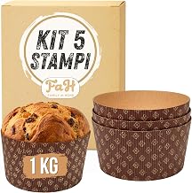 FAH High Quality Premium Panettone Mould 1 kg Pack of 5 | Panettone Professional Corrugated Paper Cups of Pure Cellulose in Microwave, Designed for Panettone