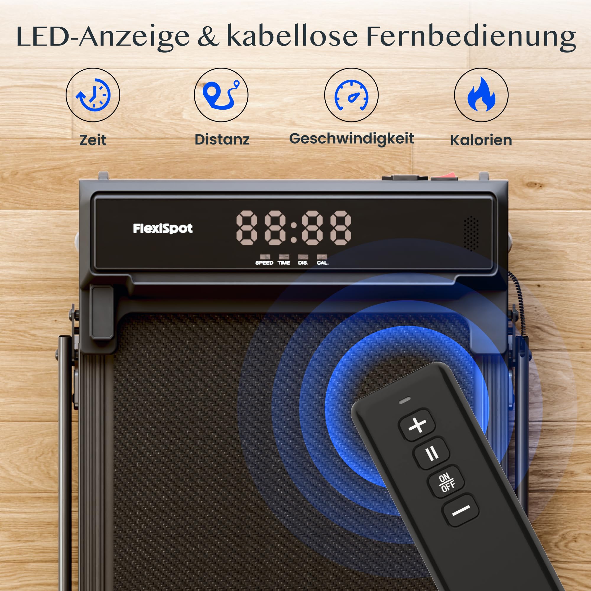 FlexiSpot Laufband mit 7% Steigung, 1–12 km/h, klappbarer Handlauf, bis 140 kg belastbar, LED-Display mit Fernbedienung, Walking Pad für Zuhause & Homeoffice Dynamix Schwarz