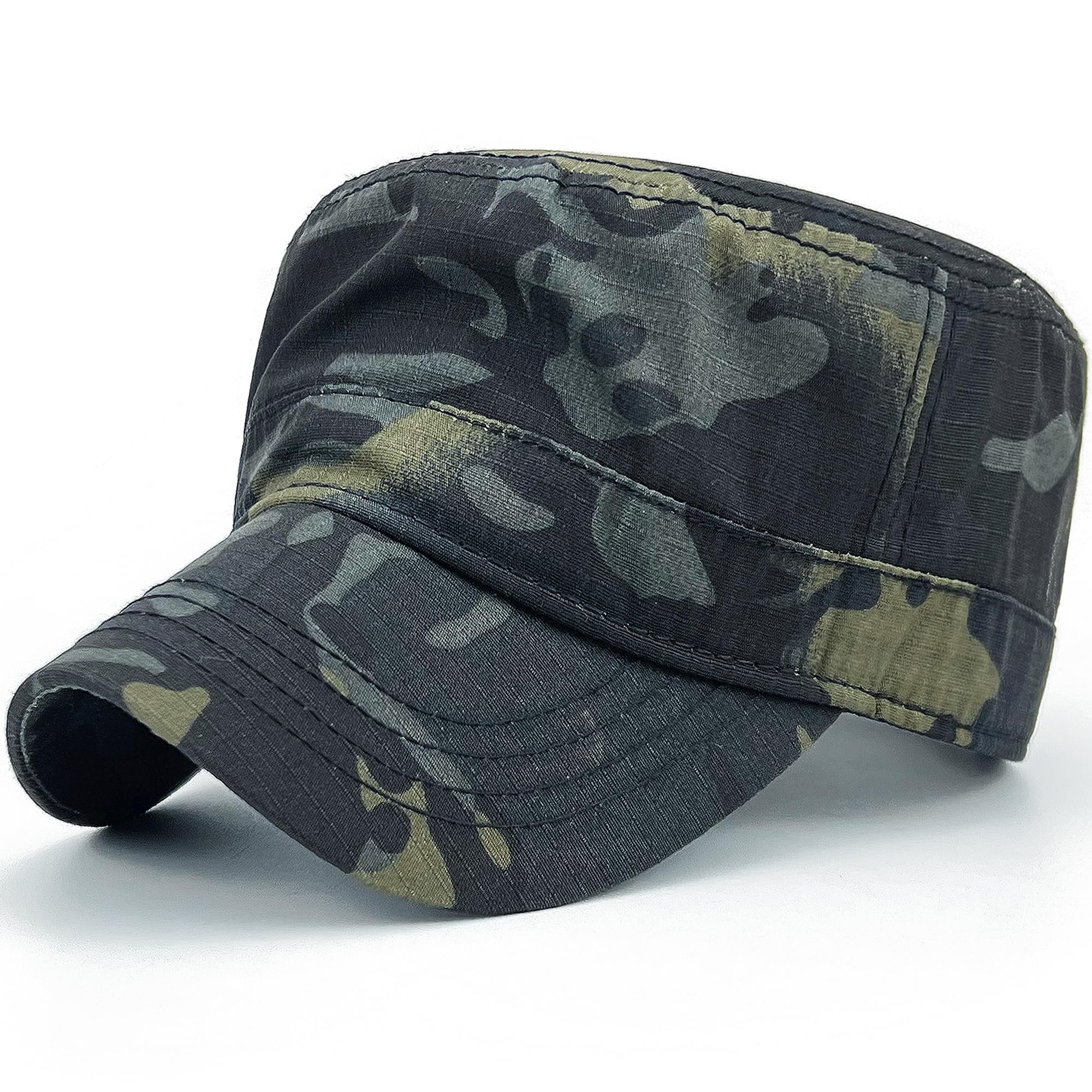 Masktide Men's Multicam Oversize Xxl Camo Military Cadet Army Caps Wo Camouflage Quick Dry Flat Top Hat, Xl-Xxl