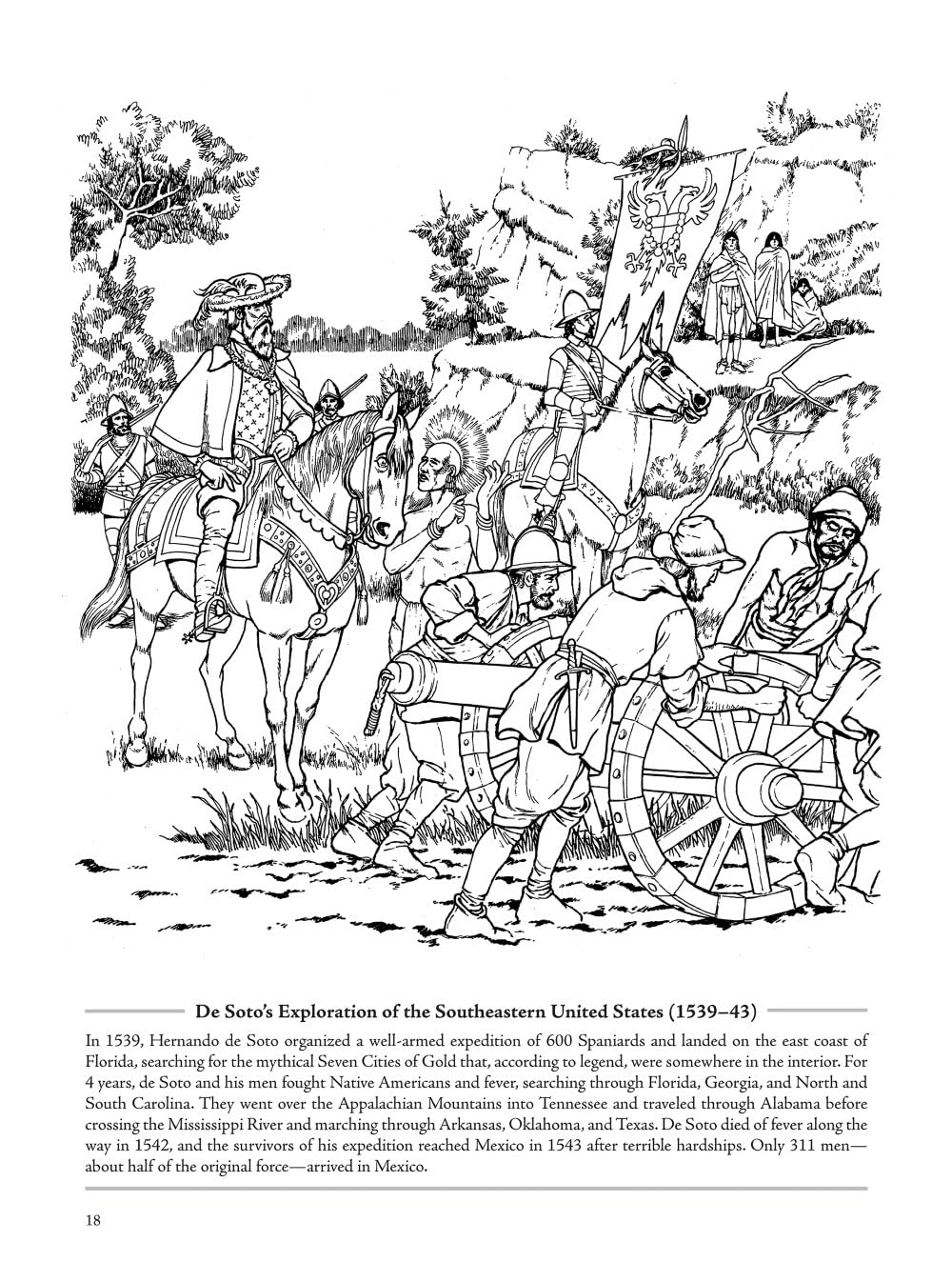 Picture the Past: The Exploration of North America: Historical Coloring Book