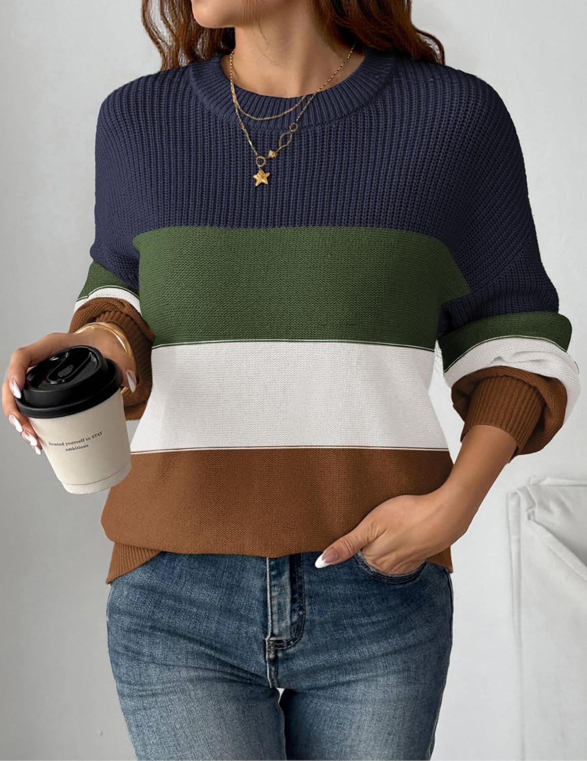 Zeagoo Women's 2026 Fall Chunky Knit Sweater Oversized Crewneck Long Sleeve Winter Cotton Pullover Sweaters Jumper Tops - Image 3