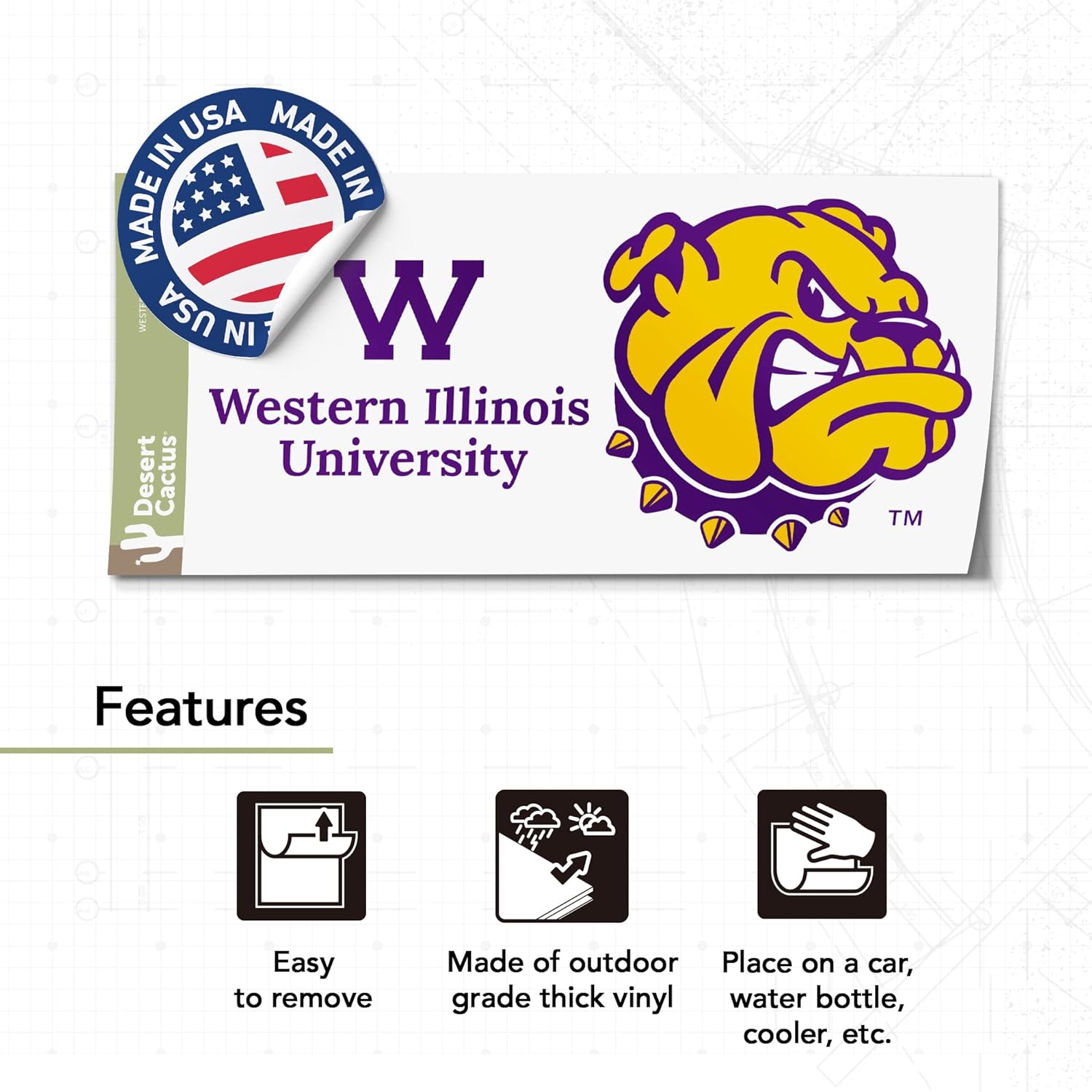 Desert Cactus Western Illinois University Car Accessories Metal License Plate Frame and Sticker for Front or Rear of Car (Sticker Frame Combo - Alumni) - Image 4