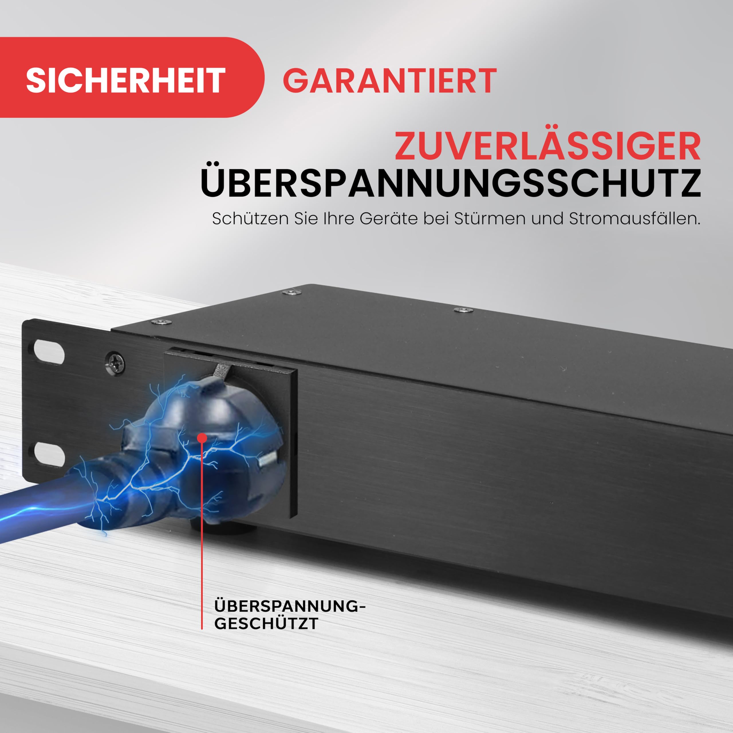 Pyle Mehrfachsteckdose Überspannungsschutz, Steckdosenleiste mit Verlängerungskabel 2m – Verteilersteckdose Überspannungsschutz mit 7 Steckdosen & 2 USB Anschluss Verteiler, Multisteckdose Schwarz