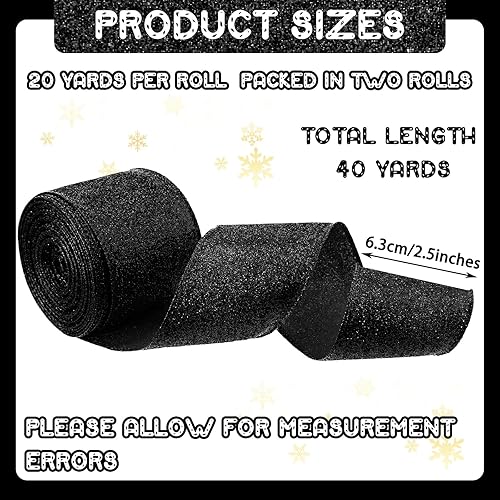 Miniatura 9 de Cindeer 2 rollos de cinta de Navidad con borde con alambre con purpurina para regalos, guirnaldas, tarjetas, coronas, fiestas, hogar (azul rey, 2.5