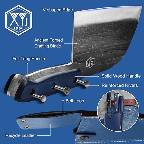 Miniatura 4 de XYJ Cuchillo de carnicero de espiga completa Cuchillos de cocina de acero de alto carbono Cuchillo de chef serbio con mangas de transporte para