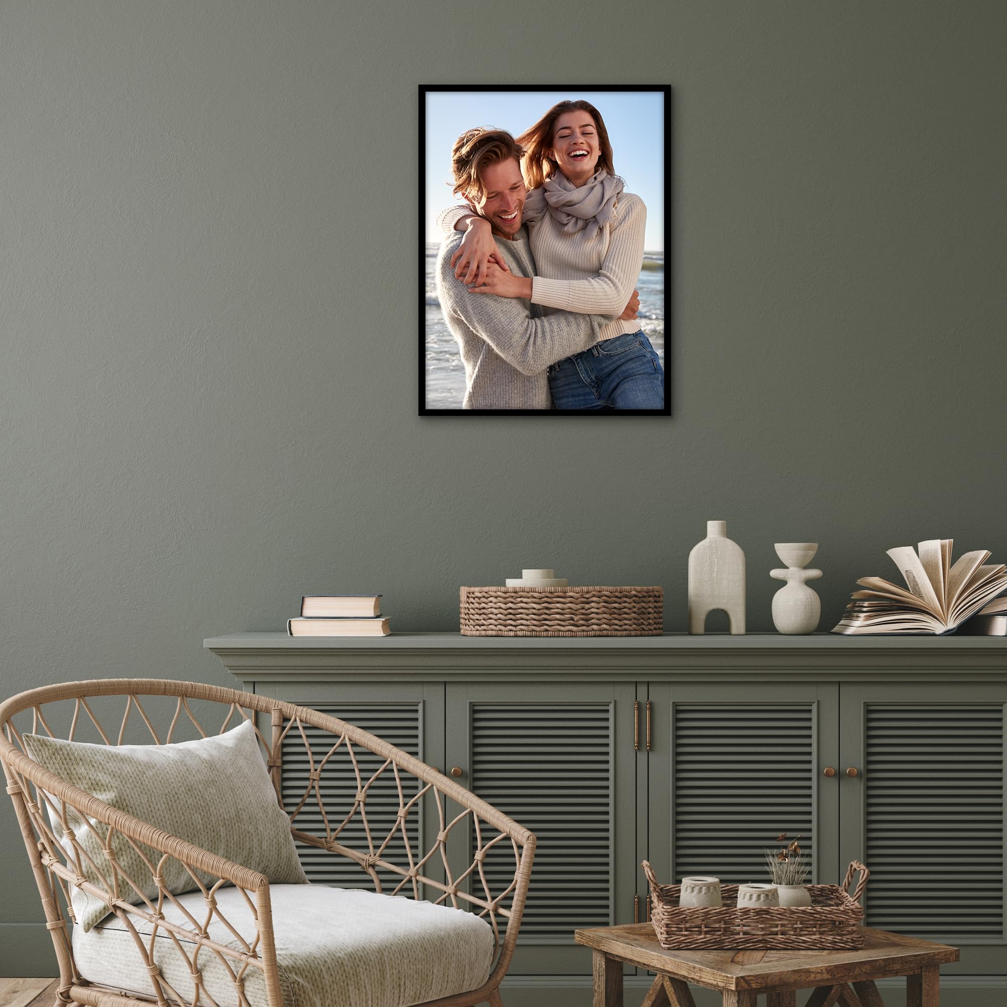 Americanflat Cornice Nera 45x60 cm Portafoto con Bordo Sottile e Ganci Seghettati