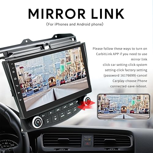 Miniatura 6 de Binize Android 13 - Radio estéreo de coche inalámbrica Carplay y Android Auto de 10 pulgadas con pantalla táctil compatible con Honda Accord 7th