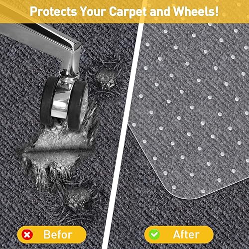 Miniatura 5 de Tapete resistente para silla de oficina para suelos de alfombra y tapete de escritorio para suelos alfombrados, protector de suelo transparente con