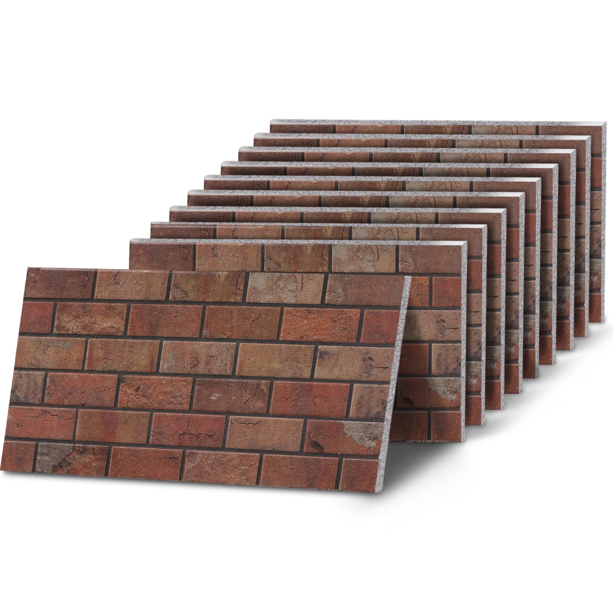 K&B Panels 3D Wall Panels, Classic Brick Effect Styrofoam Wall Panelling Kit, Lightweight, Easy to Install, Dual Insulation to Reduce Acoustic Noise, Indoor & Outdoor (Warm Red) (10 Panels)