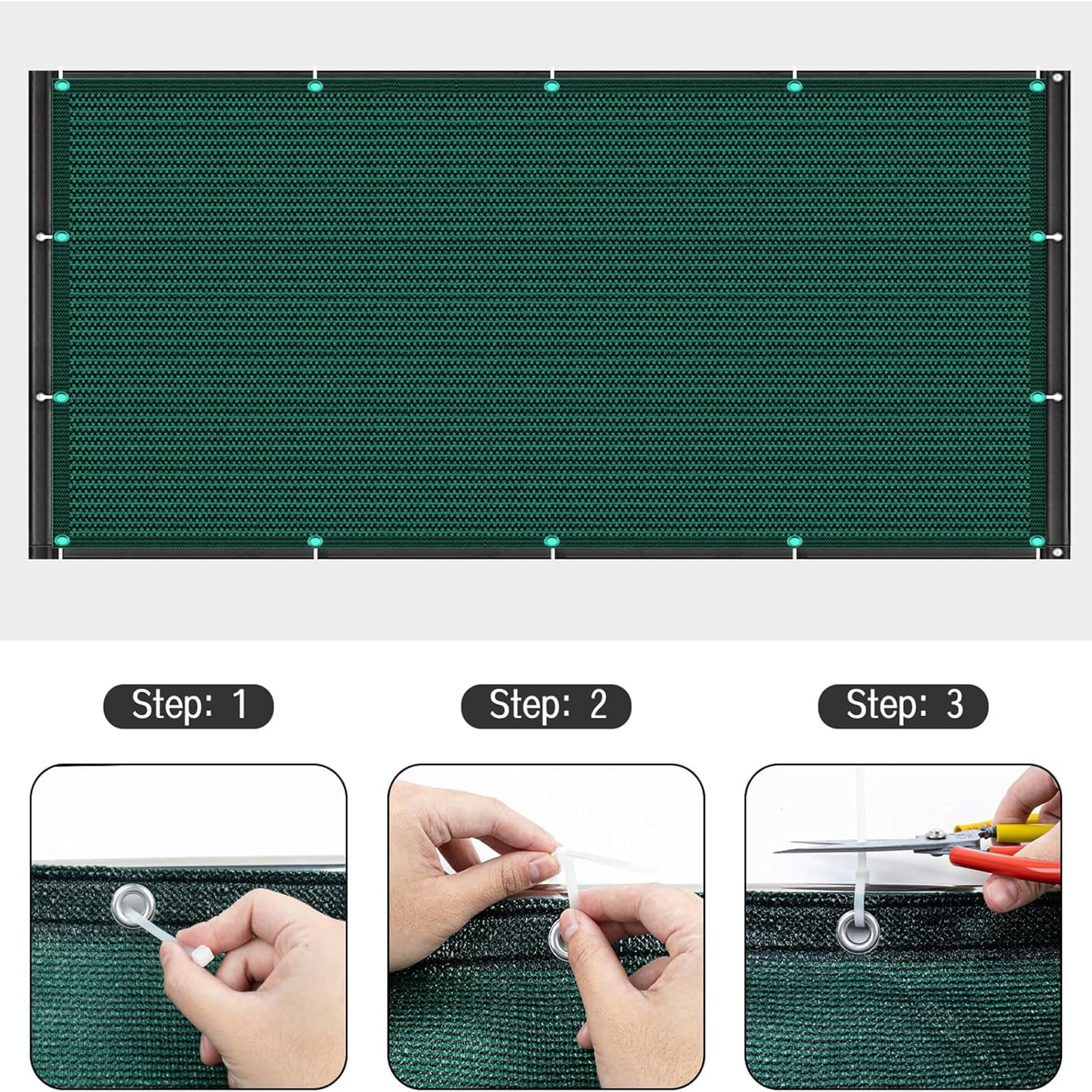 Red de Sombra 100 x 650 cm 220G M² Hdpe, Protección UV, Transpirable, Permeable Al Agua, Resistente, Rectangular Lona Malla Sombreo con Cuerda, Ojales para Jardín, Pergola, Verde