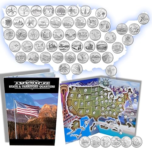Juego completo de colección de 50 estados no circulados (99-08) + 6 cuartos de territorio del programa de territorios de los Estados Unidos en un