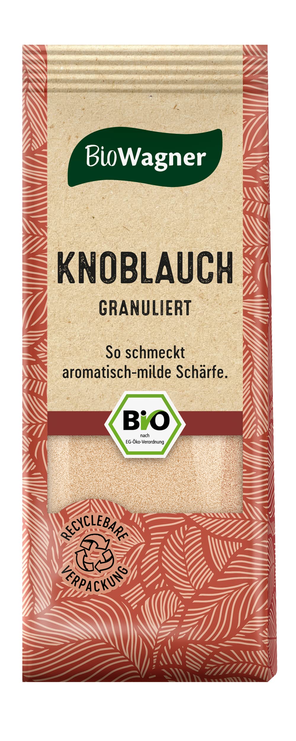 BioWagner - Bio Knoblauch granuliert | perfekt zu Dips, Grillfleisch oder Kartoffelgerichten | naturbelassene Bio-Zutaten | recyclebare Verpackung | 60 g