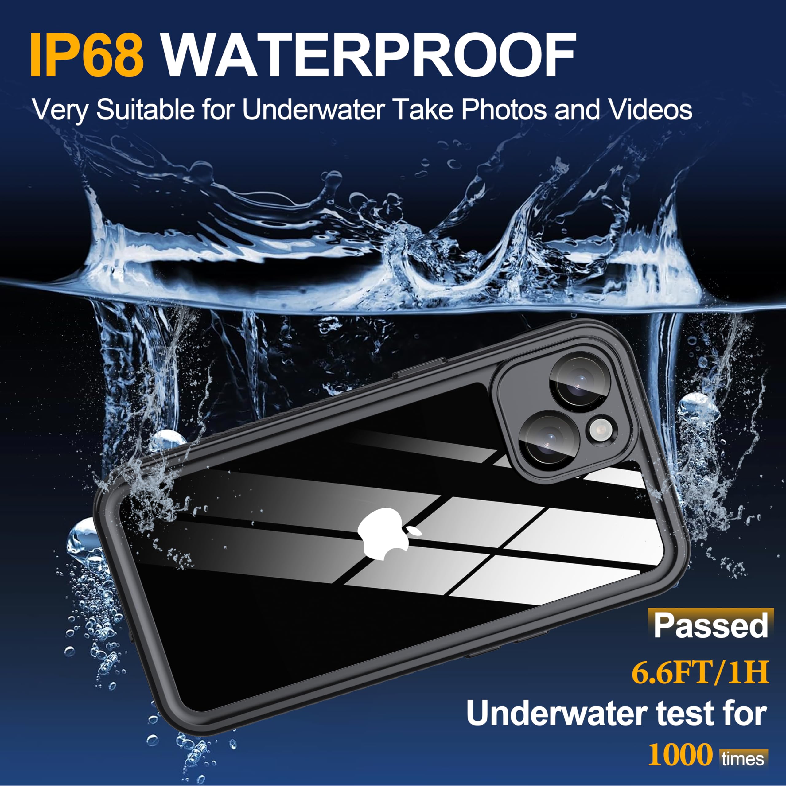 Funda impermeable para iPhone 14, protector de pantalla de privacidad integrado y protector de pantalla HD [IP68 bajo el agua] a prueba de golpes y polvo, protección completa para iPhone
