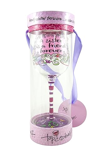 Miniatura 5 de TOP SHELF TS-5061A "A Sister is a Friend Forever" Copa de vino – Pintada a mano – Ideas de regalo para ella multicolor, 15oz