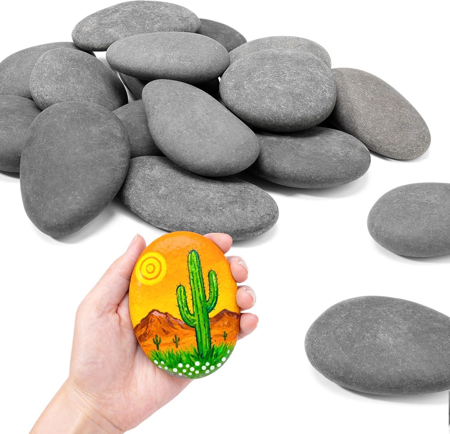 Simetufy 45Pcs Rocks for Painting, Large 3-4 Inch Natural River Stones for DIY, Art & Crafts, Smooth Flat Rock Bulk for Adults, Children, Kindness Rocks Garden Decoration