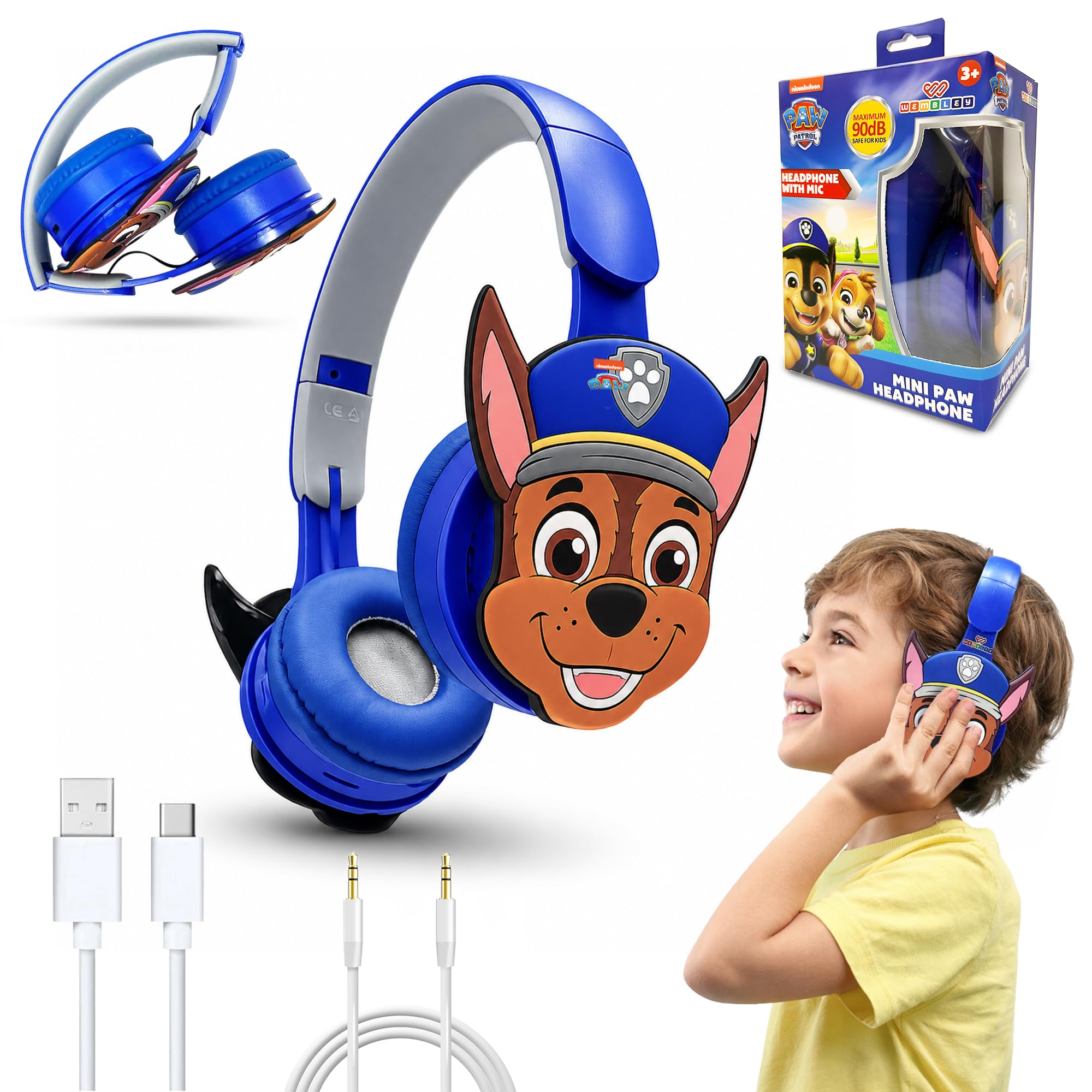 Wembley Mini Paw Headphone | Headphone with Mic for Boys & Girls | Kids Wireless Headphones with 90dB Volume Limit | Foldable Headphone for Kids with AUX Cable | Adjustable Headband Ear Cushion-image-15