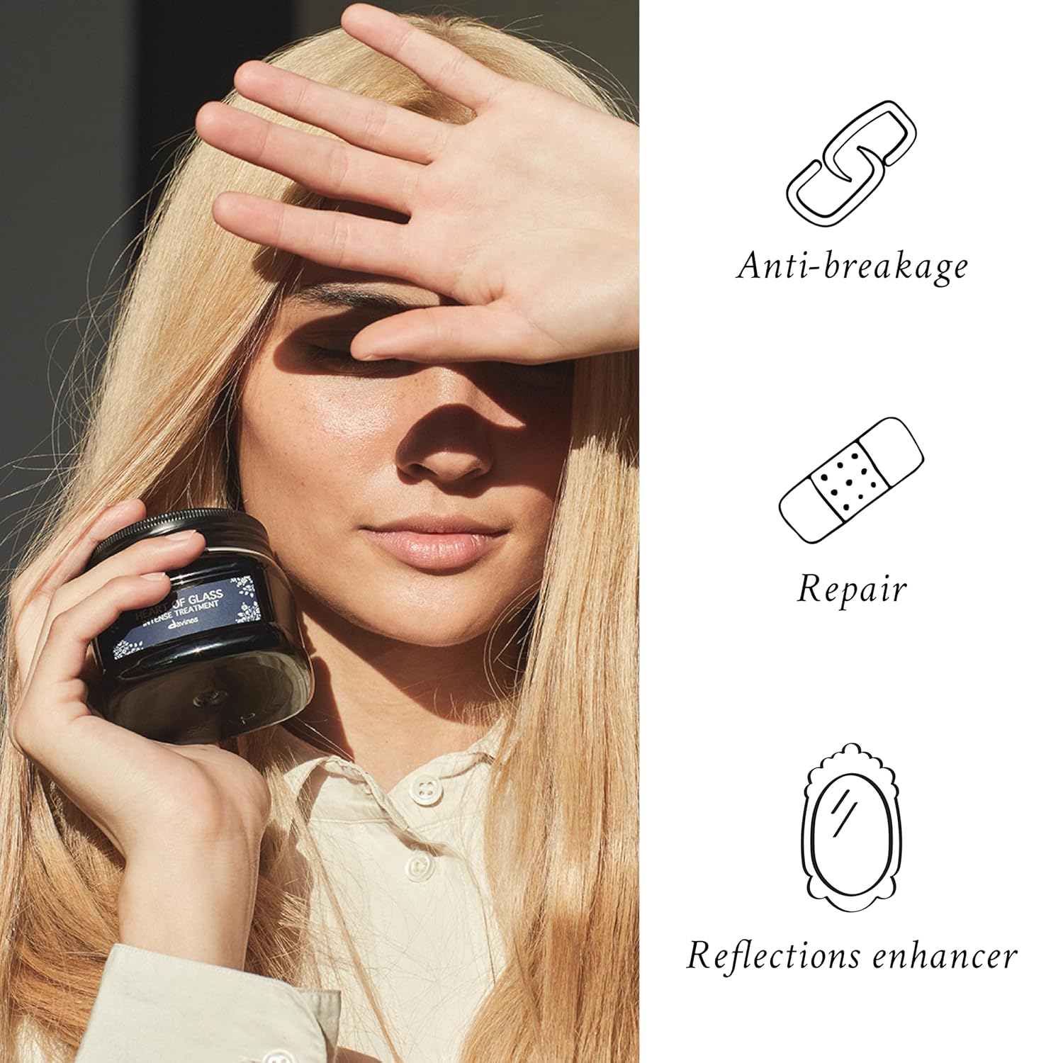 Davines Heart of Glass Intense Treatment, Deep Repair Mask for Blonde, 5.07 oz