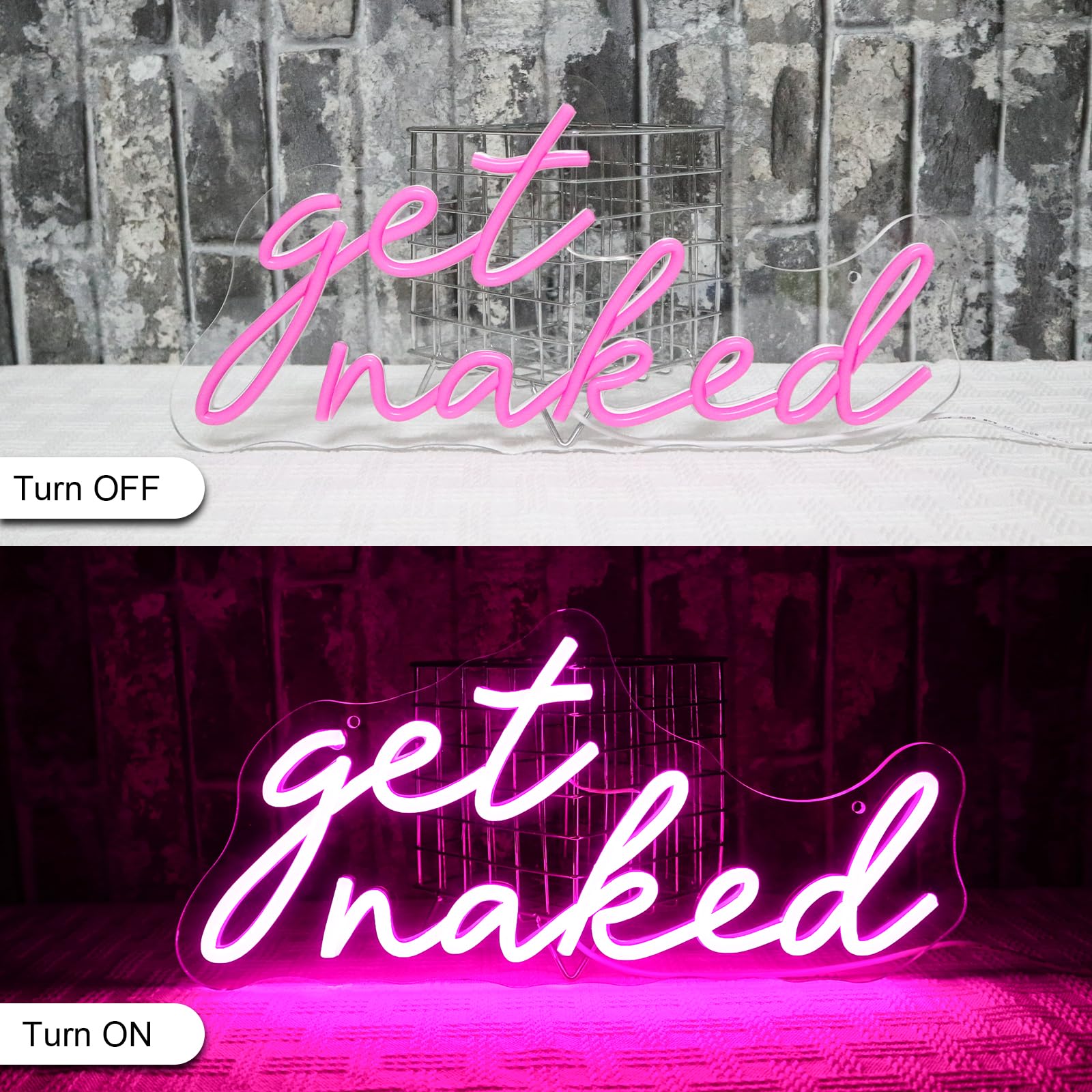 Get Naked Neon Schild Rosa Led Neonschild Wand Schriftzug Neon Sign USB Nackt werden Led Schild für Schlafzimmer Heim Badezimmer Bar Shop Club Store Pub Salon Dekoration Party
