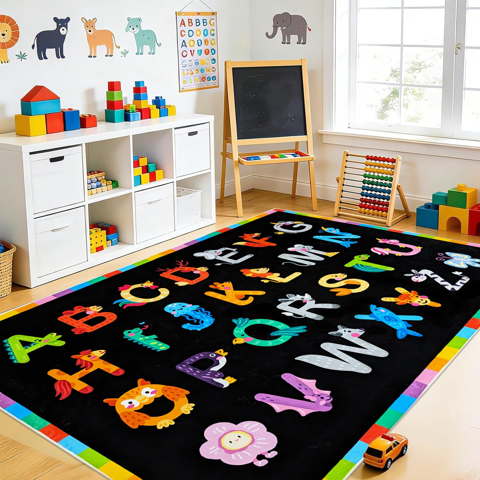 Photo 1 of USTIDE ABC Alphabet Kids Rug 47x71 inch Black