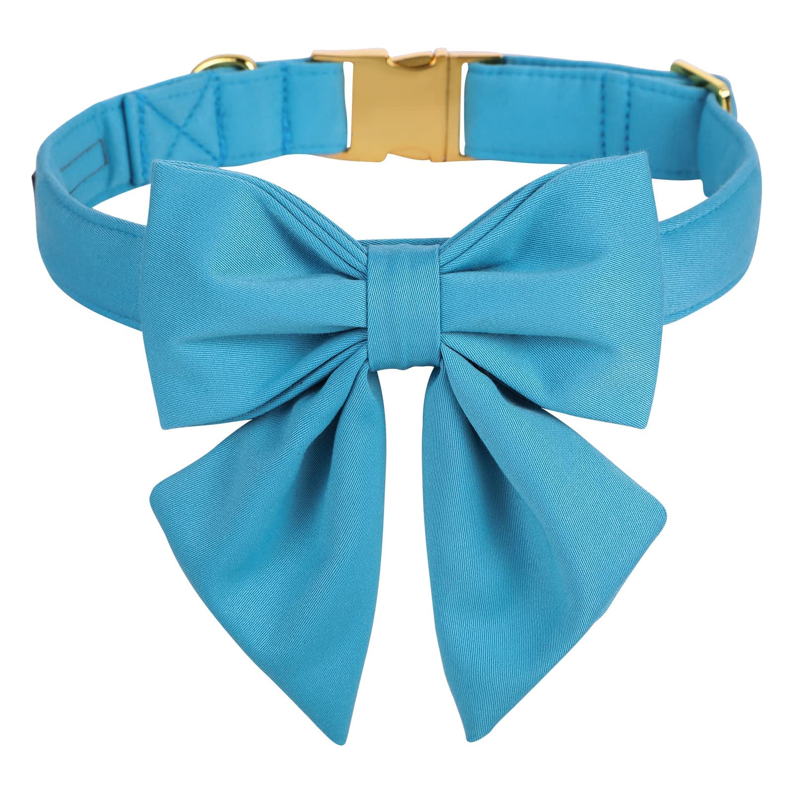 Unique style paws Hundehalsband aus Baumwolle mit Fliege, Dauerhaft und Komfortabel Halsband in 12 Farben, Verstellbares Halsband für Kleine Hunde, Welpen und Katzen mit Goldener Metallschnalle