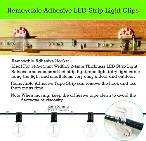 Miniatura 7 de Hue Clips de tira de luces LED, ganchos de luz para cable de liberación de fiesta y luces de hadas fácilmente. Soportes perfectos de 0.551-0.591 in