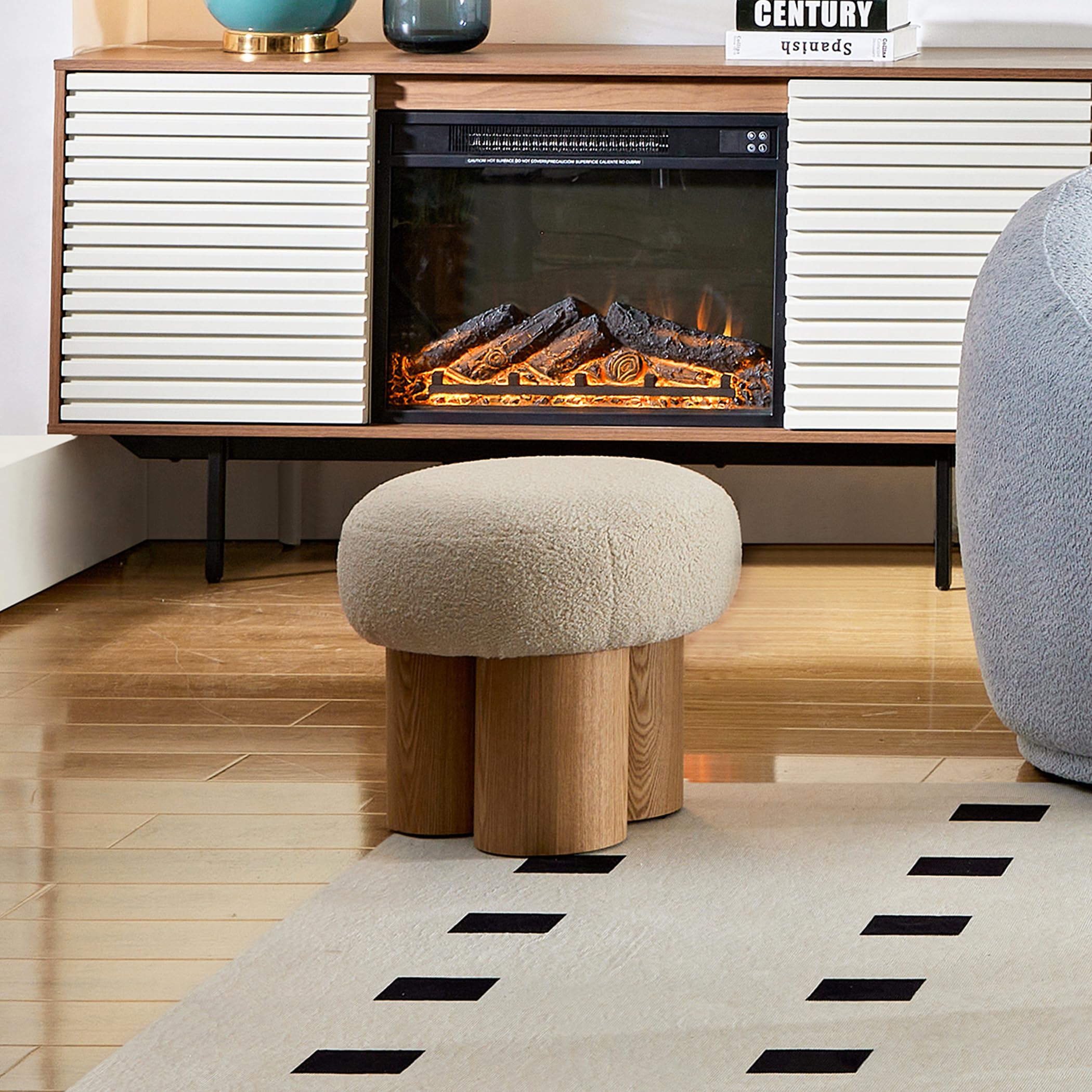 Amazon.com: Mushroom Stool, Greige Plush Cushion, Walnut Finish