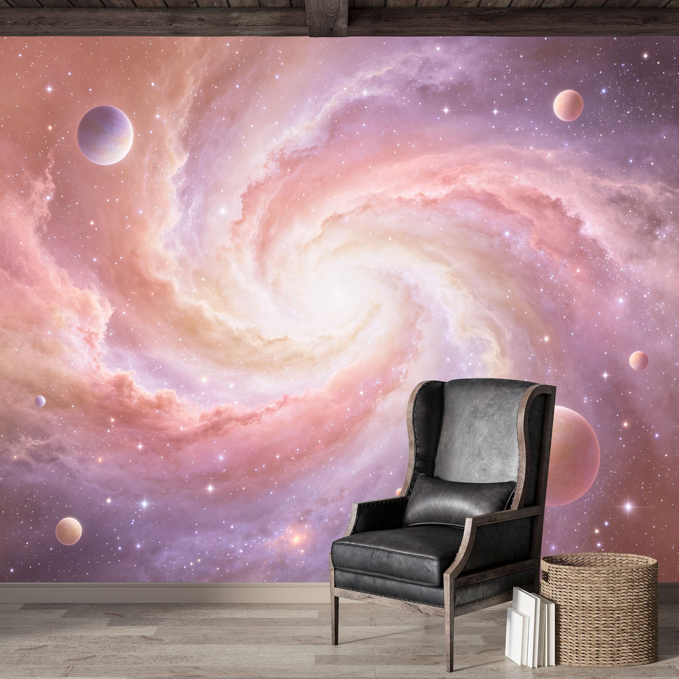 Custom Size Wall Mural,Cosmic Nebula Planets Galactic Space Swirl Premium Water Activated SelfAdhesive Wallpaper,Removable Wall Covering,Easy DIY Install Wall Art for Indoor Home Decor