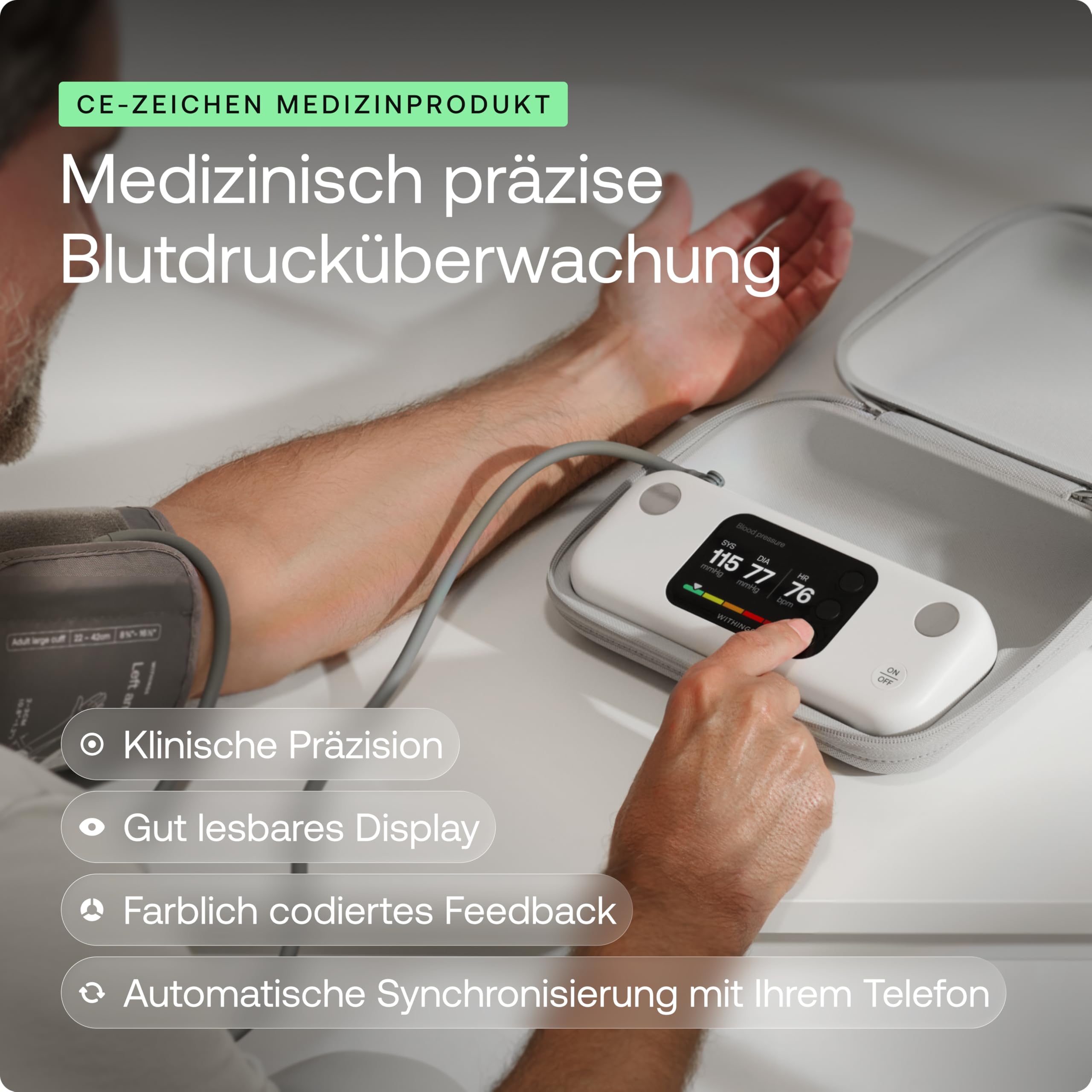 Withings BPM Vision – Intelligentes Oberarm-Blutdruckmessgerät, Elektrokardiogramm - 2-in-1-Messung: Blutdruck + EKG - WLAN & Bluetooth-Sync - iOS & Android - Apple Health & Google Health kompatibel
