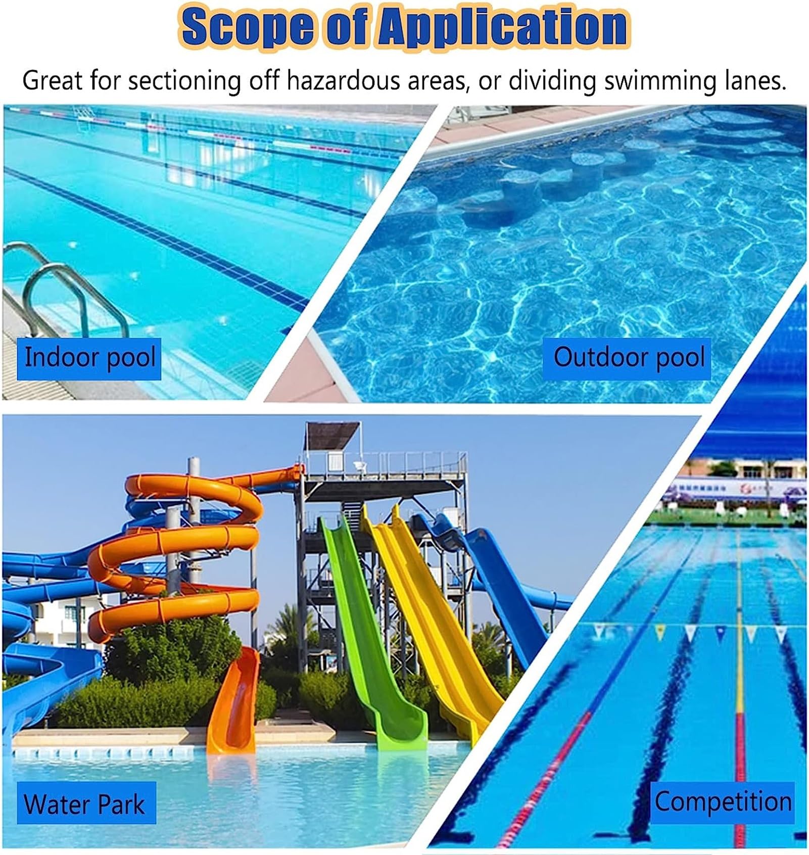 Questa Corda di Sicurezza per Piscina, con Boa Galleggiante per la separazione delle corsie, divisorio per Piscina in plastica Resistente, Linea di Sicurezza per l'area di Nuoto, Accessorio