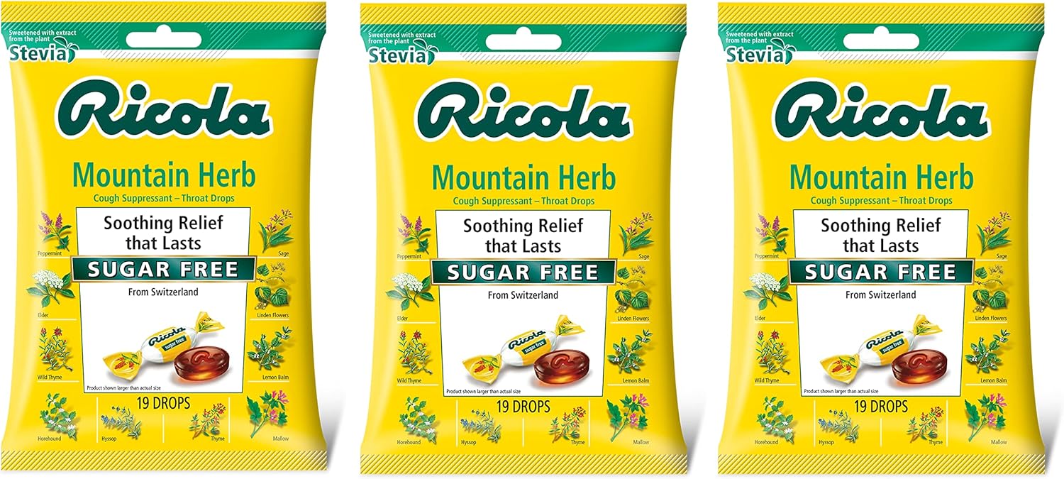 Ricola Mountain Herb with Stevia Throat Drops, 19ct Bag