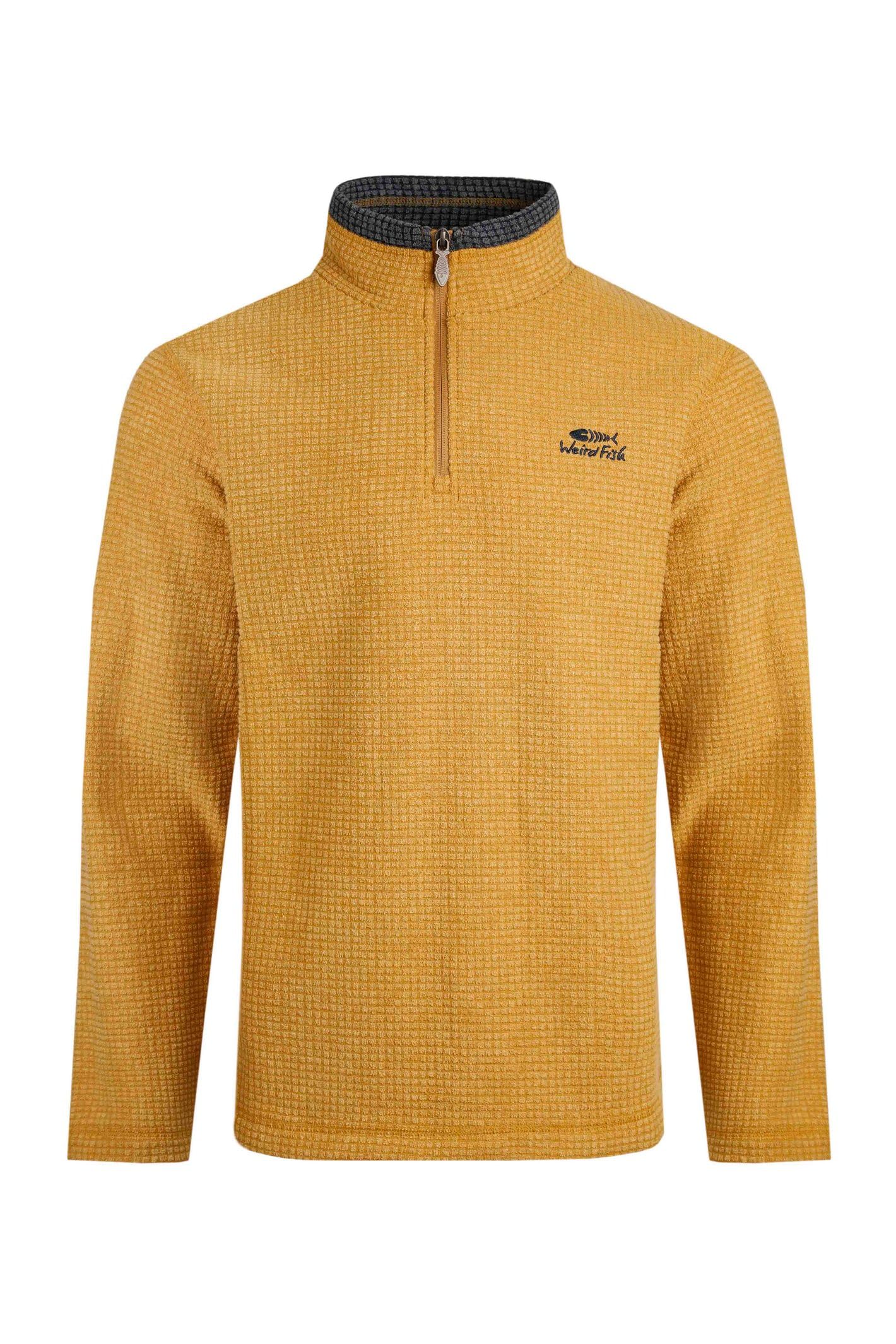 Weird Fish Newark Eco 1/4 Zip Grid Fleece Mustard Size 5XL