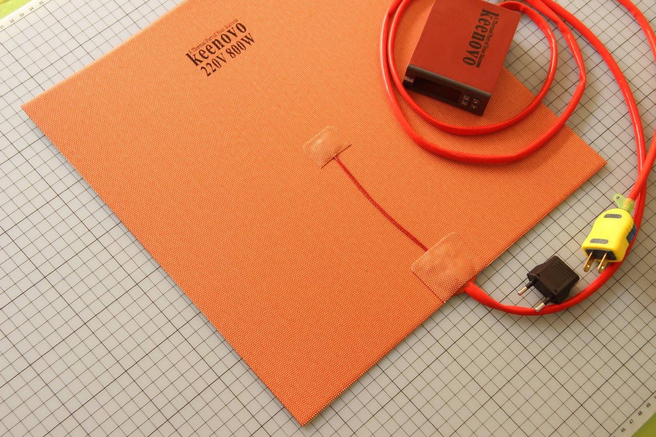 350 X 350mm (approx. 14" X 14") 220V 800W, w/Digital Controller + Plug KEENOVO Universal Flexible Silicone Heater Cobblebot Huge Cube 3D Printer Heated Bed Build Plate Heater Mat/Pad