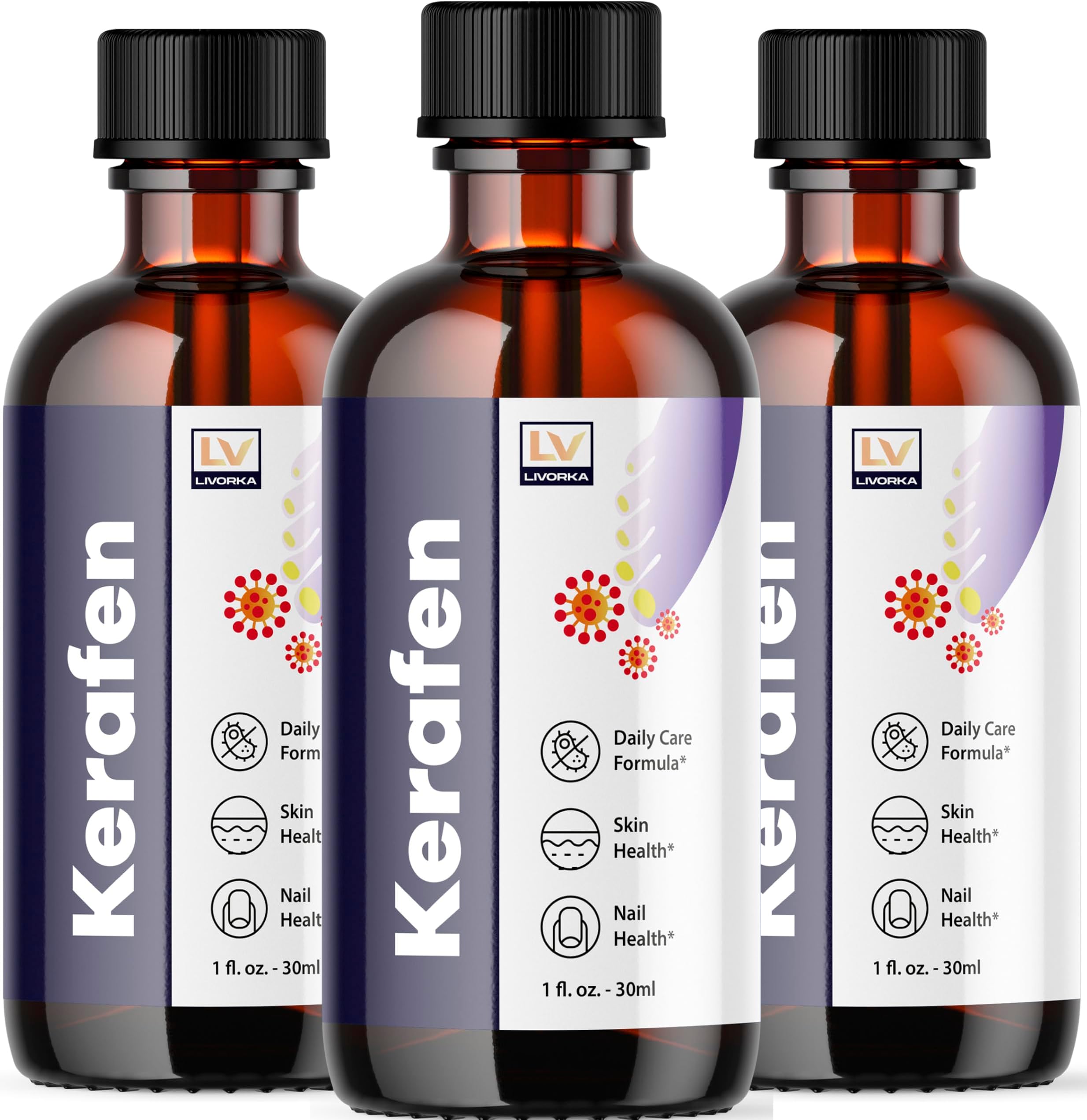 (3 Pack) Kerafen Toenail Liquid, Kerafen, Kerafen for Toenail, Kerafen Bottle, Kerafen Drops, Kerafen Drops for Nails, Kerafen Liquid, Kerafen Nail, 3 Bottles