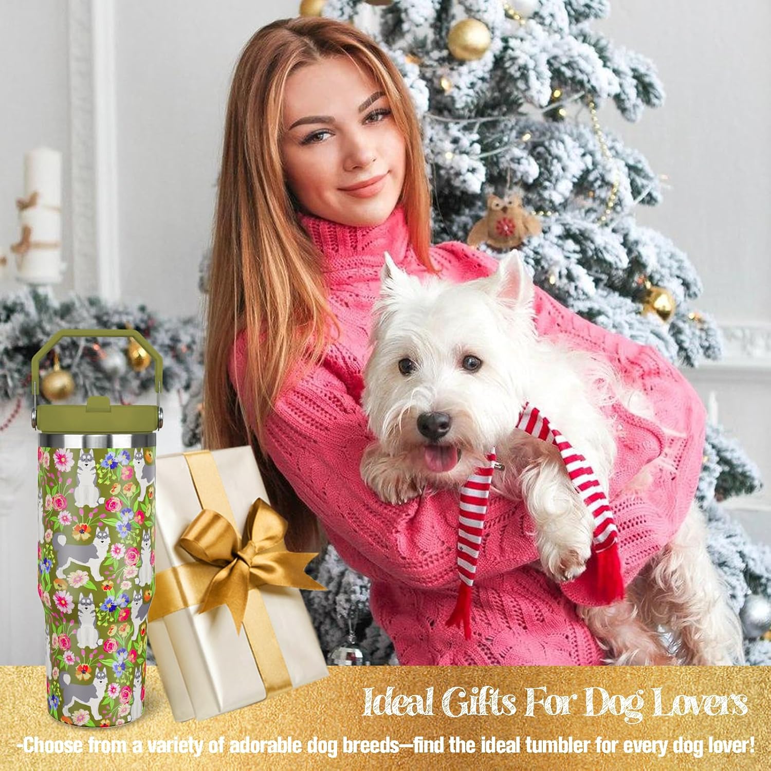 30 oz Husky Tumbler with Lid, Insulated Coffee Travel Mugs Cup Water Bottle Dog Gifts for Women Girls - Image 2