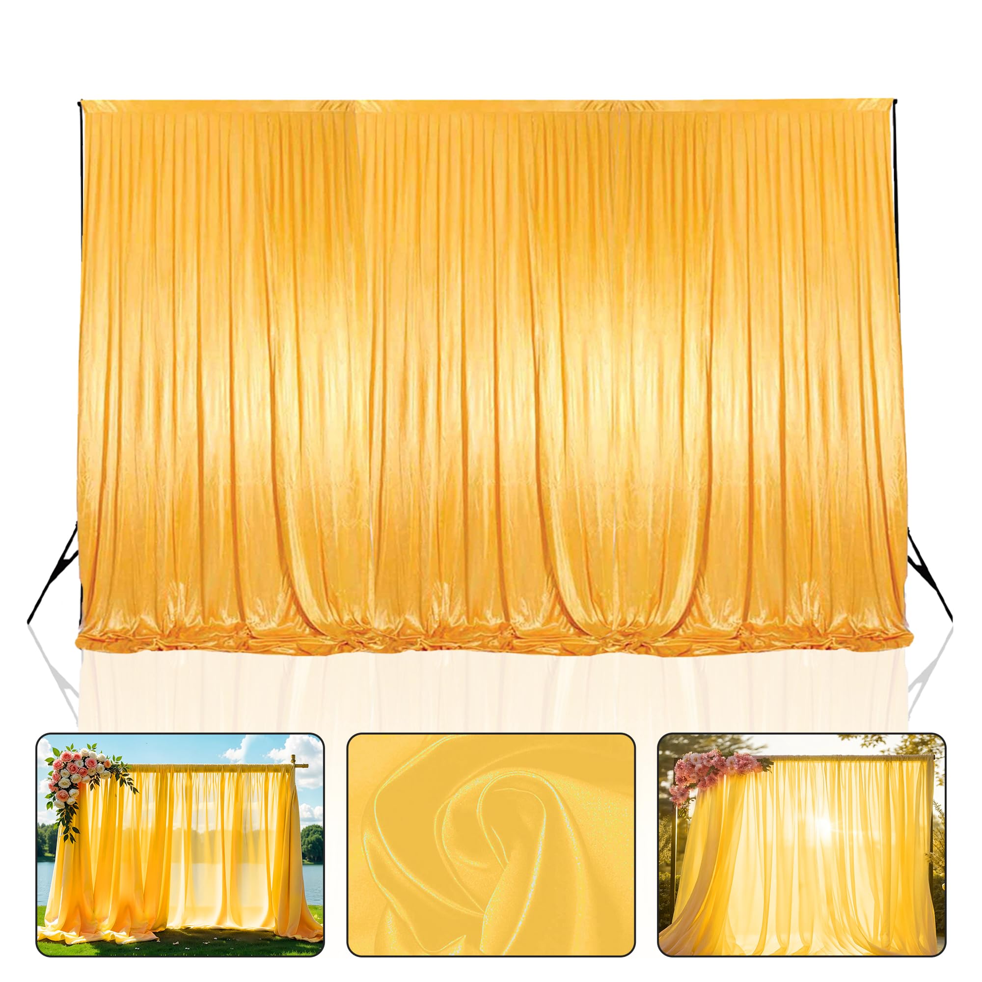 Złota zasłona z poliestru, bez zagnieceń, 3 x 6 metrów, tło na wesela, imprezy, wieczór panieński, urodziny, baby shower, fotografię i wystrój domu