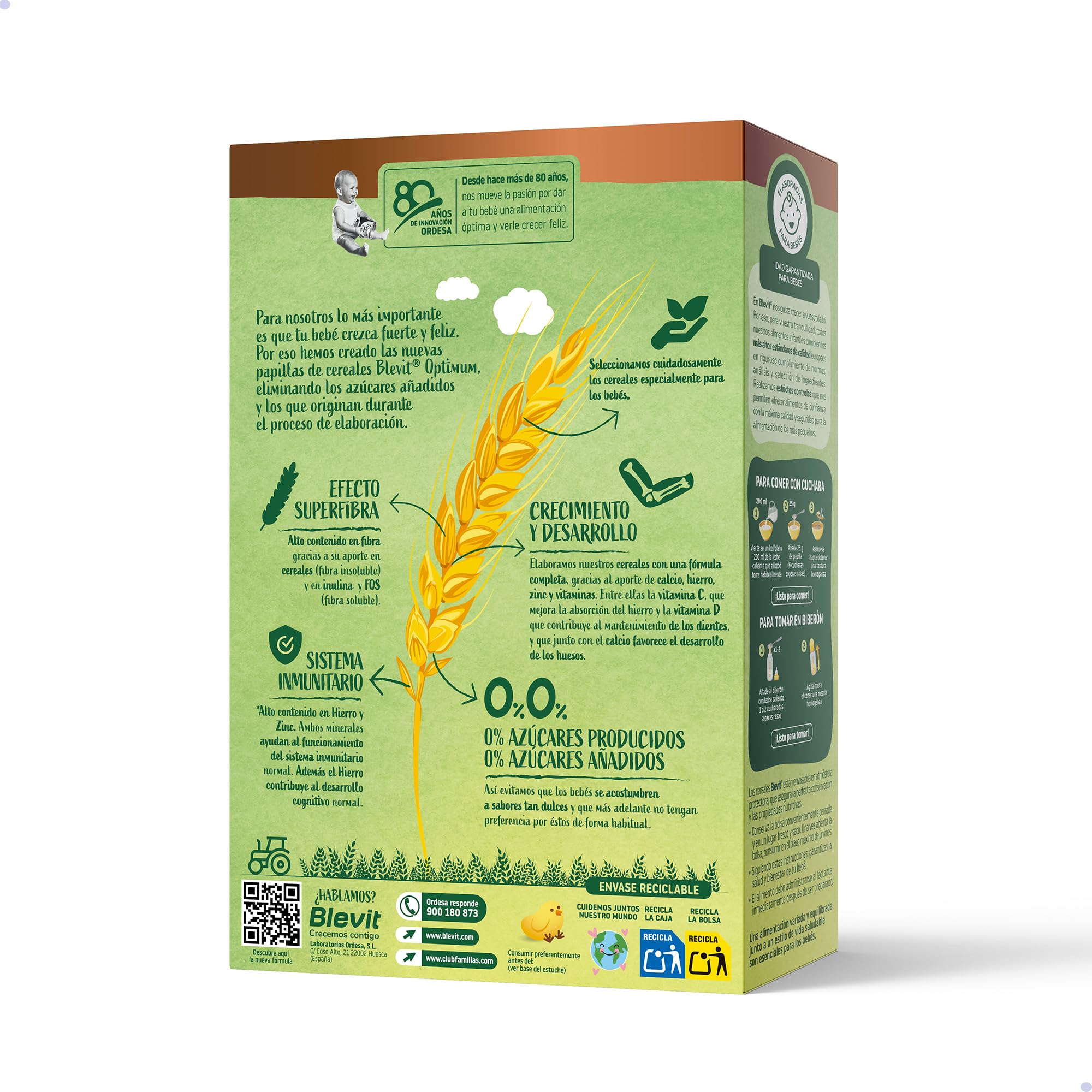 Blevit Optimum 8 Cereales 250g Papilla Bebé 5 meses 92% Cereales Vitaminas Minerales Fibra
