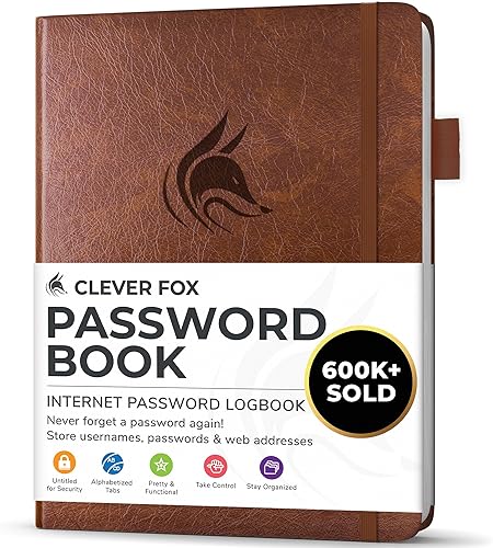 Miniatura 127 de Clever Fox - Libreta de contraseñas con pestañas alfabéticas, organizador de direcciones de Internet, tamaño pequeño de bolsillo, para inicios de