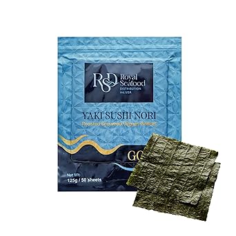 RSD Premium Seaweed Nori Gold 50 Full Sheets 125g Roasted, Sushi-Grade Nori Sheets for Sushi Rolls, Onigiri, Snacks & More Vegan, Gluten-Free, Non-GMO
