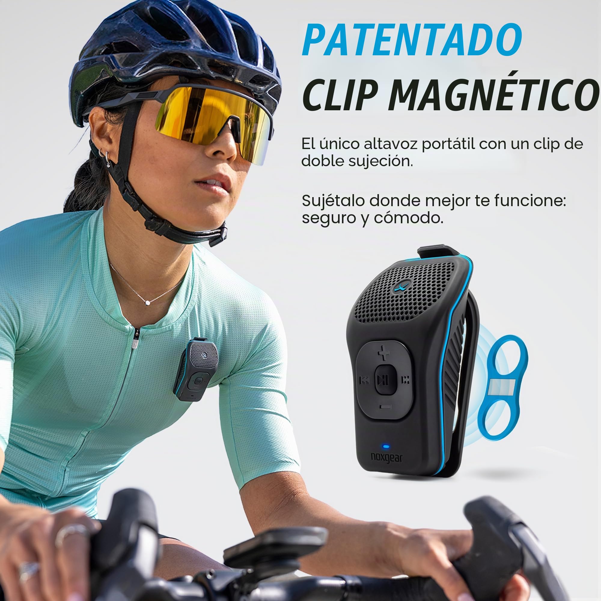 noxgear - Altavoz Bluetooth portátil de 39 g, Mini Clip magnético, Impermeable hasta 15 Horas de reproducción | Bluetooth Clip, Altavoz portátil con micrófono, Alcance de 30,5 m