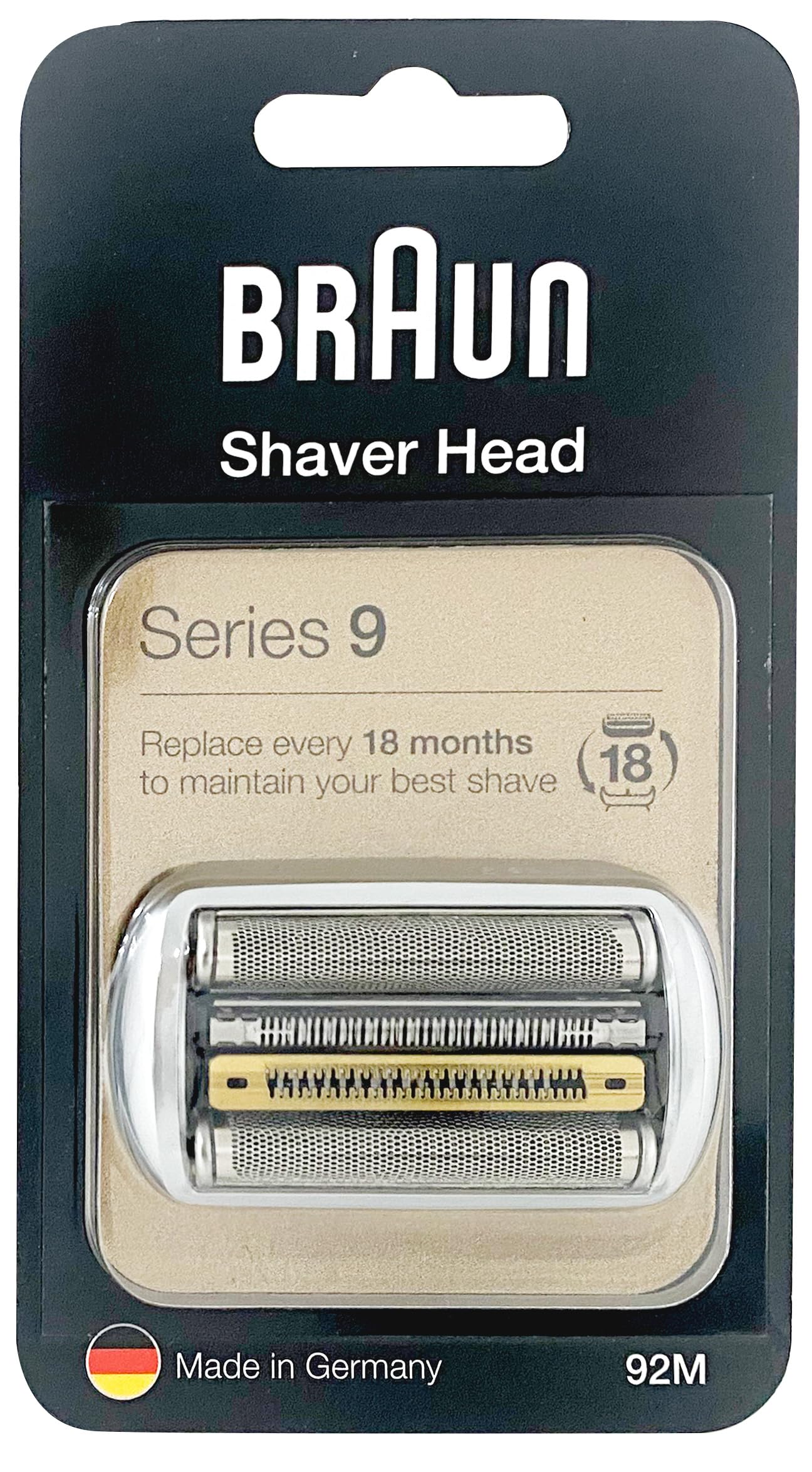 Braun Series 9, Rasoio Elettrico Uomo Testina di Ricambio, Compatibile con I Rasoi Series 9, Rasatura Ottima ed Efficiente, Lame Flessibili, Uso a Secco o Sotto Acqua, 92M Cromato